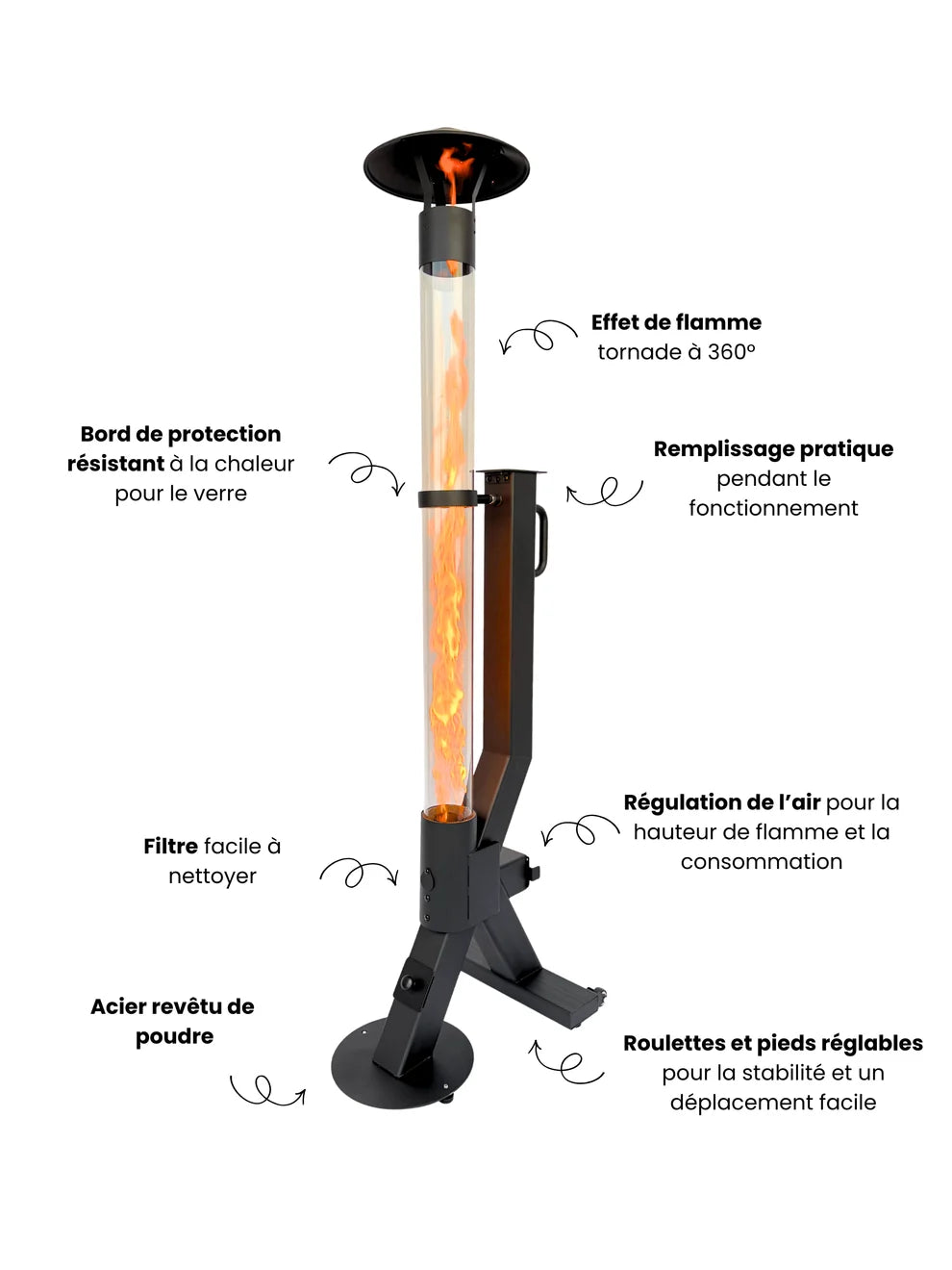 Kit de démarrage pour poêle à granulés d'extérieur – Flamesa® Flare – kit complet avec accessoires