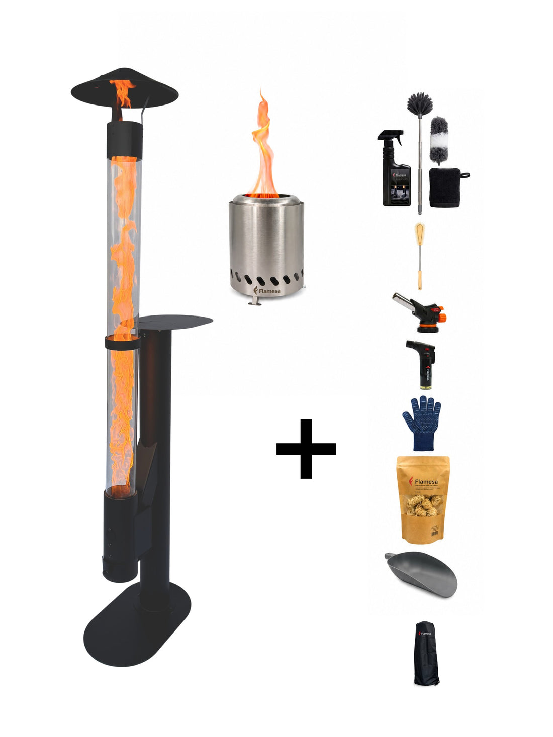 Kit complet Flamesa® Lumina – poêle à granulés avec Flamesa Vulcan offert et accessoires