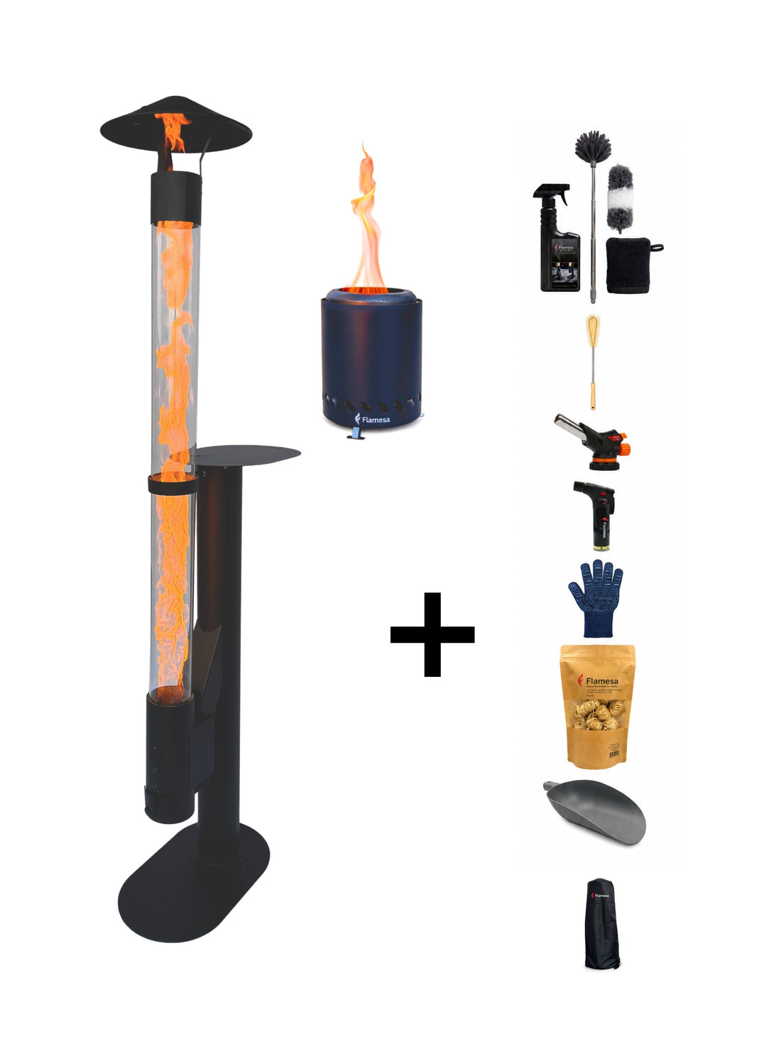 Kit complet Flamesa® Lumina – poêle à granulés avec Flamesa Vulcan offert et accessoires