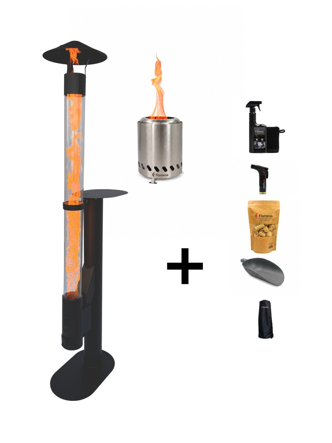 Kit de démarrage Flamesa® Lumina – poêle à granulés avec Flamesa Vulcan offert et accessoires